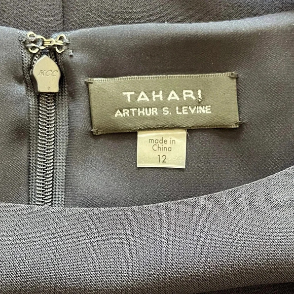 Tahari ASL Feather Time 3/4 Sleeve Dress black tie mother of the bride luxury - Picture 10 of 12